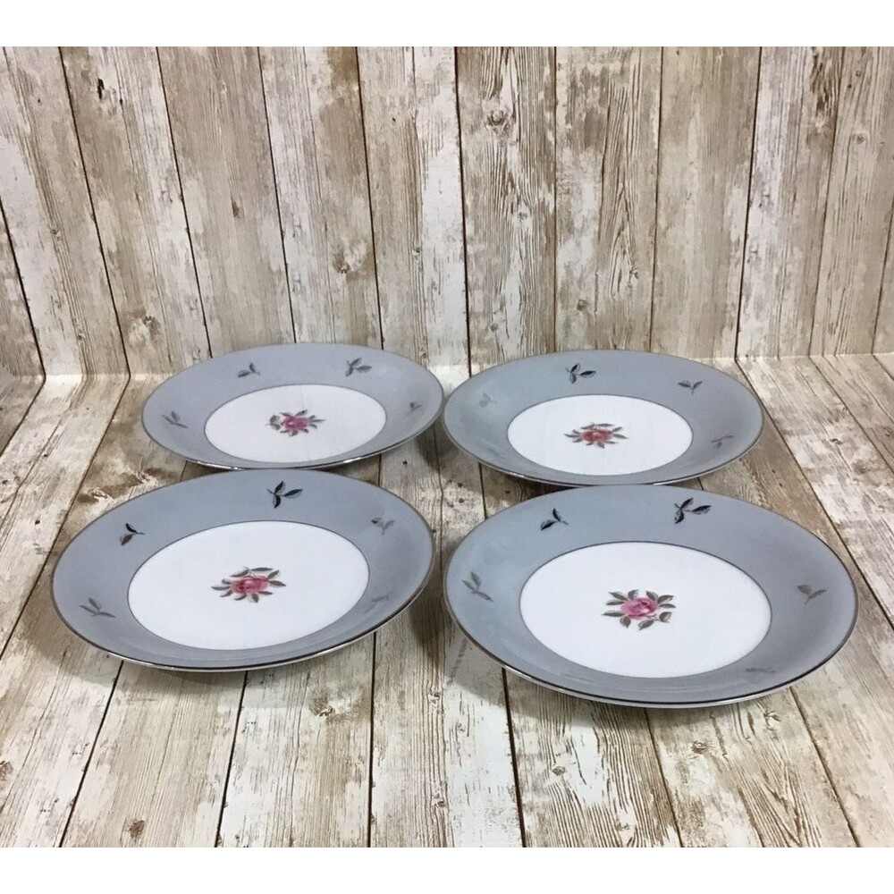 4 VTG Seyei Fine China Salad Dessert Plates 7.25" Blue Rose Bella Maria 2129